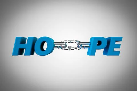 Hope separate with broken chain demonstrating lost hope concept. 3D illustrat Stock Illustration