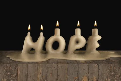 Hope in a shape of candle melting demonstrating lost hope concept. 3D illustr Stock Illustration
