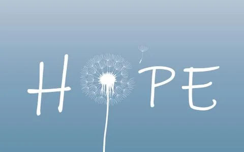 Hope typography with dandelion Stock Illustration