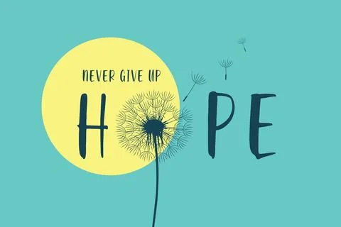 Hope typography with dandelion Stock Illustration