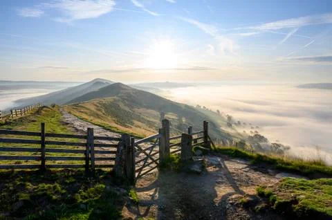 Hope Valley with cloud inversion, The Peak District National Park, Derbyshire, Stock Photos