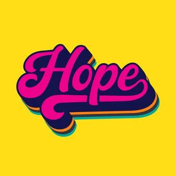 Hope vector typography logo. Pink color retro style lettering of hope. Stock Illustration
