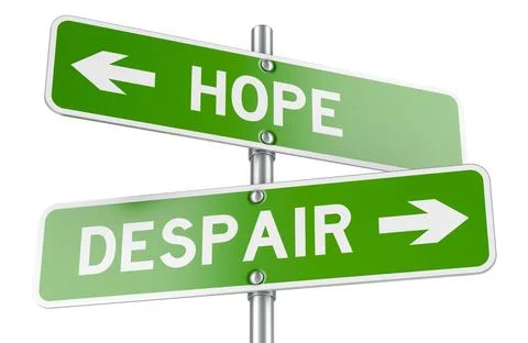 Hope vs Despair Direction Signs, 3D Rendering Stock Illustration