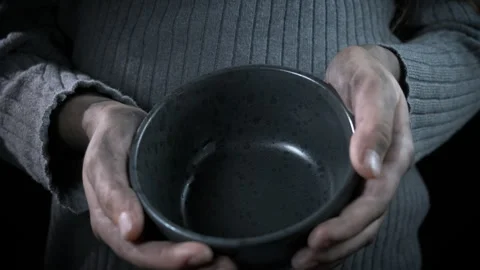 Hopeless hands with empty plate. Stock Footage 276629921