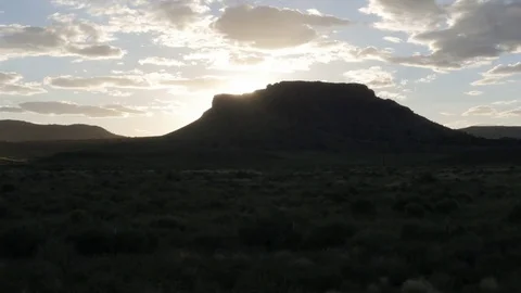 Hopi Reservation Mesa with Clouds at Sunset Stock Footage 84147292