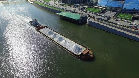 Hopper Barge With Sand Stock Footage 77081191