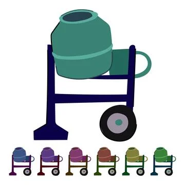 Hopper concrete mixer vector cartoon graphic Stock Illustration
