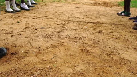 Hopping in the sand at school Video stock 84660750