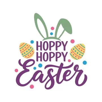 Hoppy easter design with rabbit ears and decorated easter eggs for spring season Stock Illustration