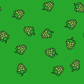 Hops beer production vector seamless pattern Stock Illustration