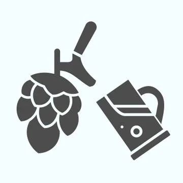 Hops beer tap solid icon. Craft beer vector illustration isolated on white. Beer Stock Illustration