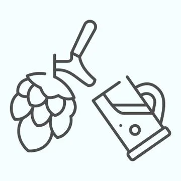 Hops beer tap thin line icon. Craft beer vector illustration isolated on white Stock Illustration