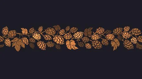 Hops cone seamless pattern. Vector cereal illustration, nature texture print  Stock Illustration