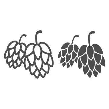 Hops line and solid icon, Oktoberfest concept, Hop beer sign on white background イラスト素材