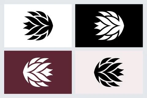 Hops Logo Icon Set Minimalist Beer Graphic Stock Illustration