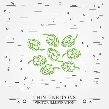 Hops thin line design. Hops pen Icon. Hops pen Icon Vector. Hops pen Icon D.. Illustrazione stock