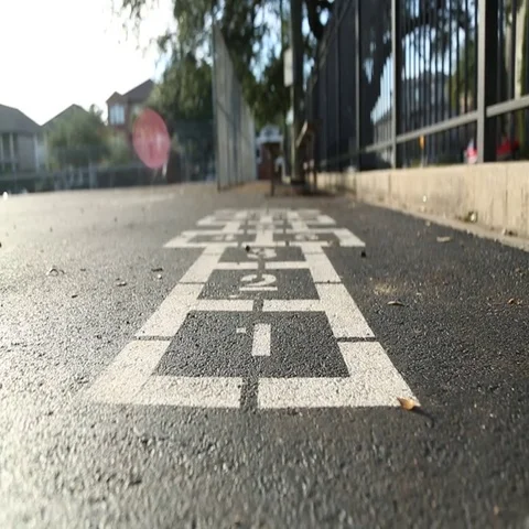 Hopscotch painted on empty playground Video stock 69547488