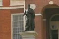 Horace Mann statue in front of Massachusetts State House Footage