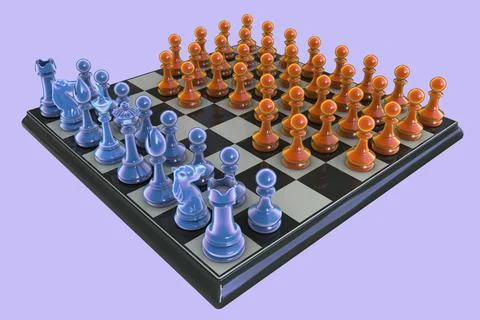 Horde variant of chess, 3D illustration Stock Illustration
