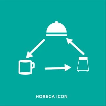Horeca icon, flat vector sign isolated on green background. Simple vector ill Stock-Illustration