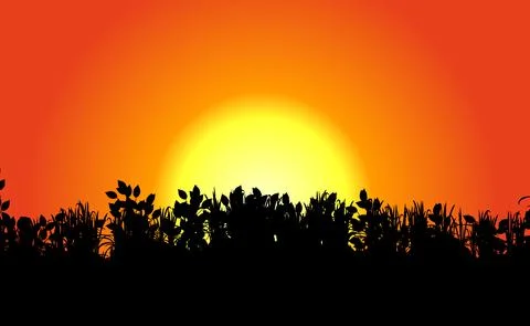 Horizon and orange dawn, sunrise or sunset abstract background Stock Illustration
