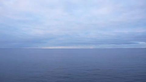 Horizon Calm Open Ocean Waters. Blue Sea Cloudy Sky Abstract Nature Environ.. Stock Footage 314413618