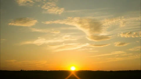 Horizon line, cloudy sky, sunset Stock Footage 52091643