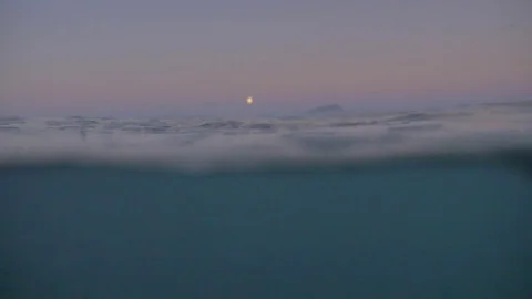 Horizon From Ocean Surface At Sunset Stock Footage 79733912