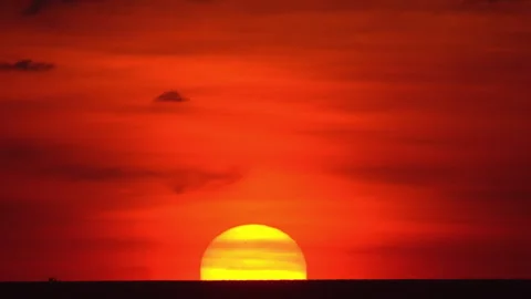 Horizon, red sun goes down Stock Footage 269544482