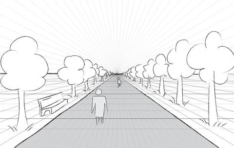 Horizon road perspective example. grid background 3d Vector illustration Stock Illustration