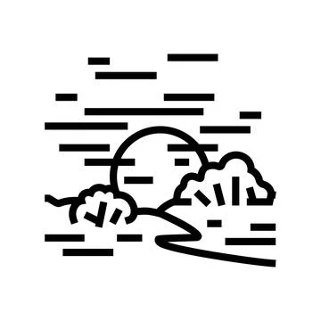 Horizont sunset sun summer sunlight line icon vector illustration Illustrazione stock