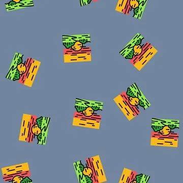 Horizont sunset sun summer sunlight vector seamless pattern Stock Illustration