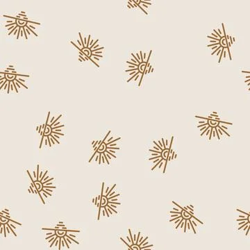 Horizont sunset sun summer sunlight line vector seamless pattern Stock Illustration