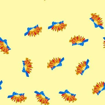 Horizont sunset sun summer sunlight isometric icon seamless pattern Stock Illustration