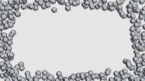 Horizontal 3D abstract chrome bubbles particles frame border wallpaper banner Illustrazione stock