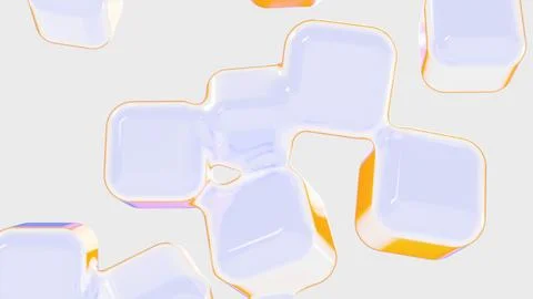 Horizontal 3d abstract gel cube geometry shapes liquid oil bubble fluid Illustrazione stock