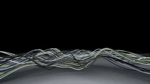 Horizontal 3D abstract lines connection ethernet wires network strings Video stock 330656734