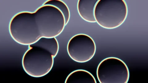 Horizontal 3D abstract liquid glass spheres bubbles background loop animation Video stock 329505479