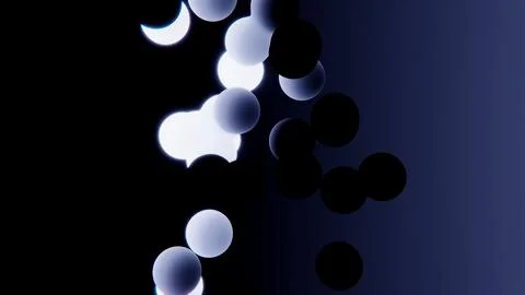 Horizontal 3D abstract matte neon spheres balls bubbles background copyspace Stock Illustration