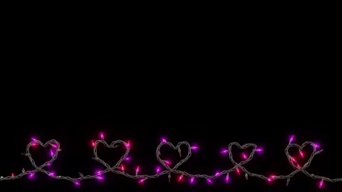 Horizontal 3d abstract multiple heart Valentine fairy lights romantic feel Video stock 326059140