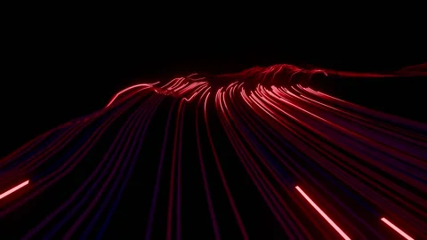 Horizontal 3D abstract neon cyberpunk background copyspace light, loop animation Video stock 329754847
