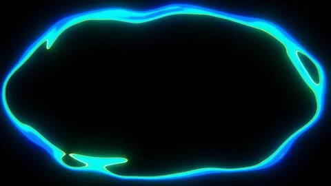 Horizontal 3d abstract neon glow blue portal frame outline template wallpaper Illustrazione stock