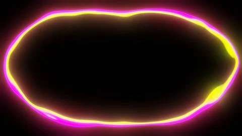 Horizontal 3d abstract neon glow pink yellow portal frame outline template イラスト素材
