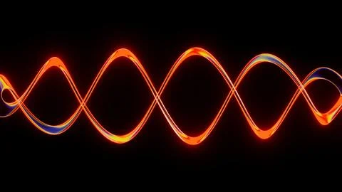 Horizontal 3D abstract neon glow RGB wave dna template copyspace tech banner Stock Illustration