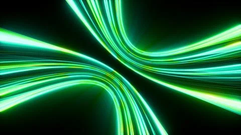 Horizontal 3D abstract neon glow lines curve cyber background copyspace イラスト素材