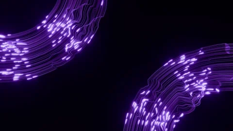 Horizontal 3D abstract neon light two ring circle background copyspace loop 動画素材 329702568