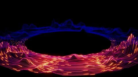 Horizontal 3D abstract neon wireframe grid energy lines background copyspace Illustrazione stock