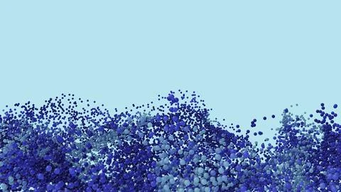 Horizontal 3D abstract ocean water particles spheres bubbles, background Illustrazione stock