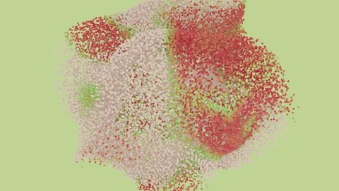 Horizontal 3D abstract particles dots spheres explosion cloud background Stock Footage 329101328