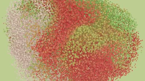 Horizontal 3D abstract particles dots spheres explosion cloud background Stock Illustration